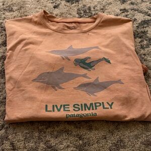 Patagonia Peach Tee with Dolphin Design